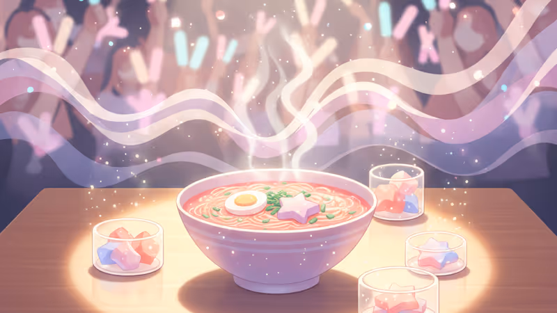 A steaming bowl of ramen on a cozy wooden table with food containers in the background