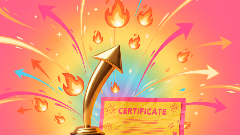 A Golden Globe trophy and a Best Dad award standing side by side