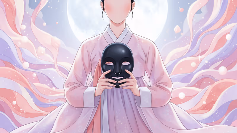 조선시대 의상을 입고 검은 복면을 든 남지현의 이중적인 모습