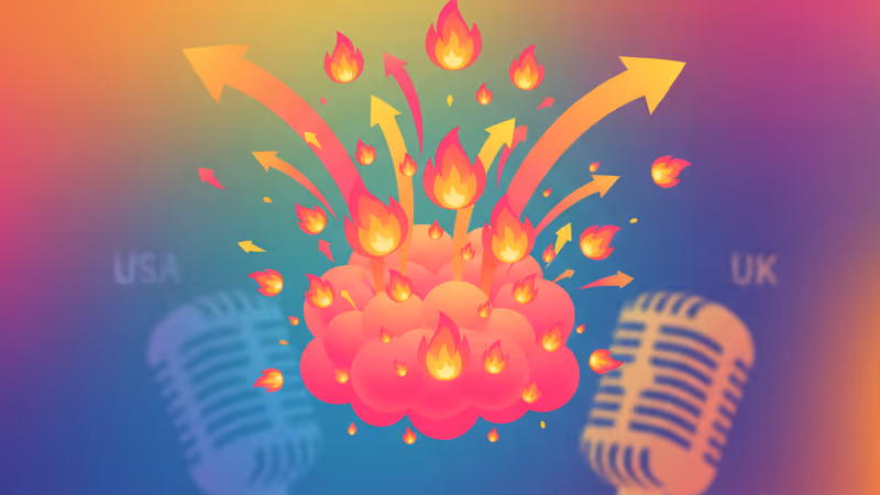 미국과 영국 마이크 앞에 선 할리우드 배우의 모습