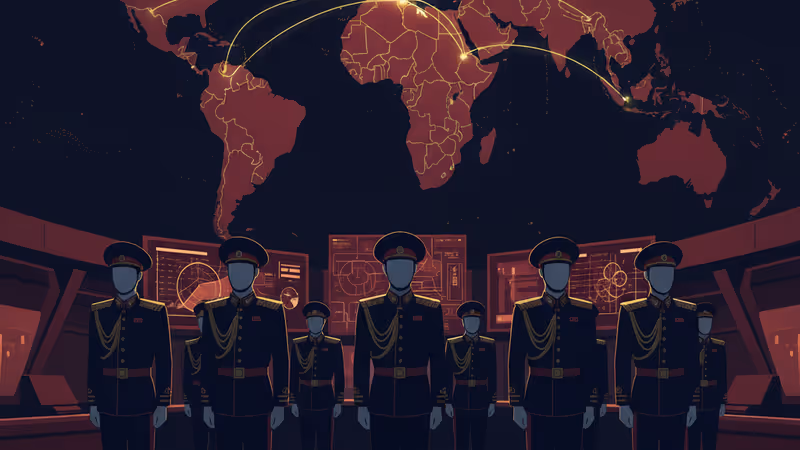 북한 군 고위 간부들의 정렬된 모습