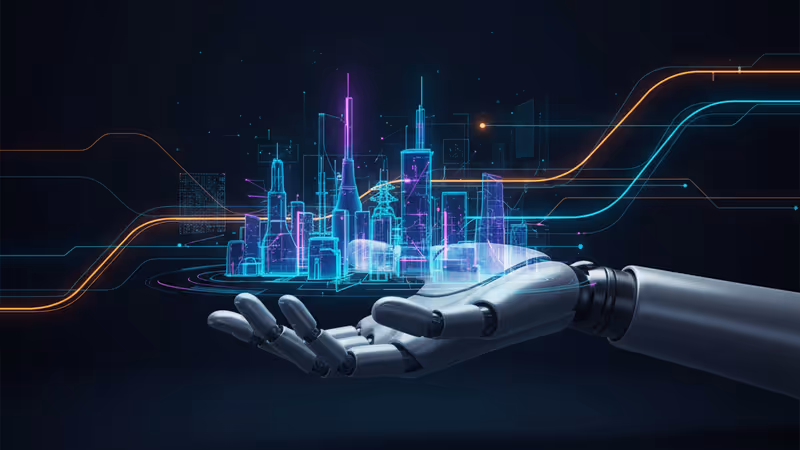 Nvidia logo integrated into a futuristic autonomous driving cityscape