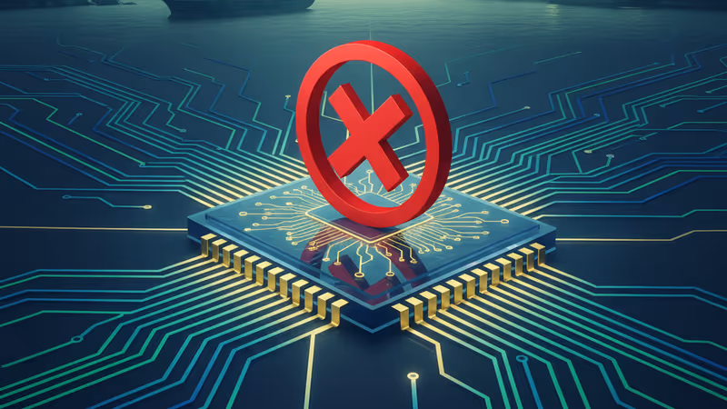 Concept image of NVIDIA AI chips blocked by Chinese customs