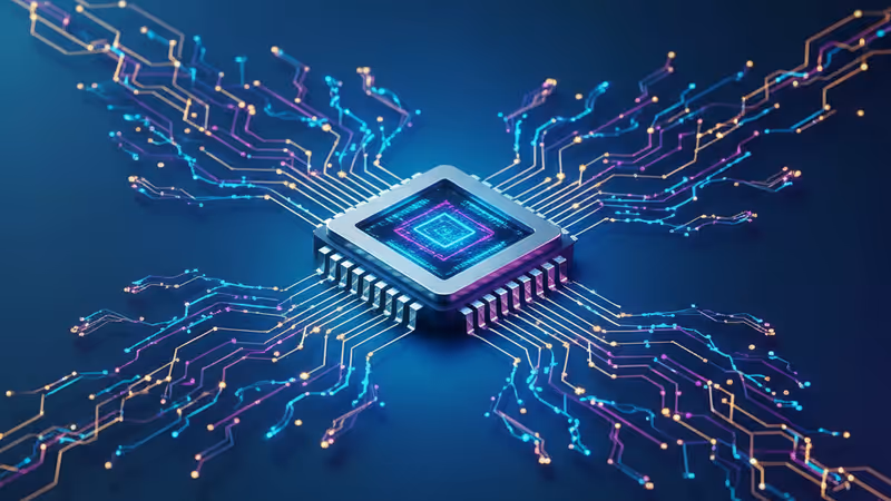 NVIDIAのロゴとデジタルな脳が融合する抽象的なイメージ