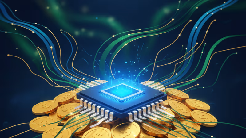 황금빛 황소 동상과 디지털 주가 지표가 어우러진 뉴욕 증시 전경