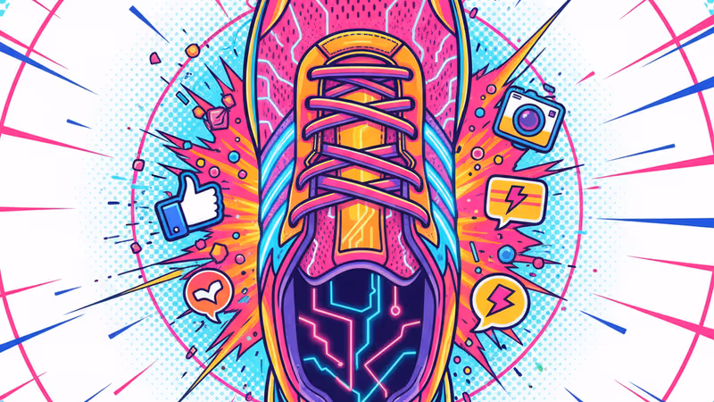 Sneaker anatomy highlighted in a digital puzzle style