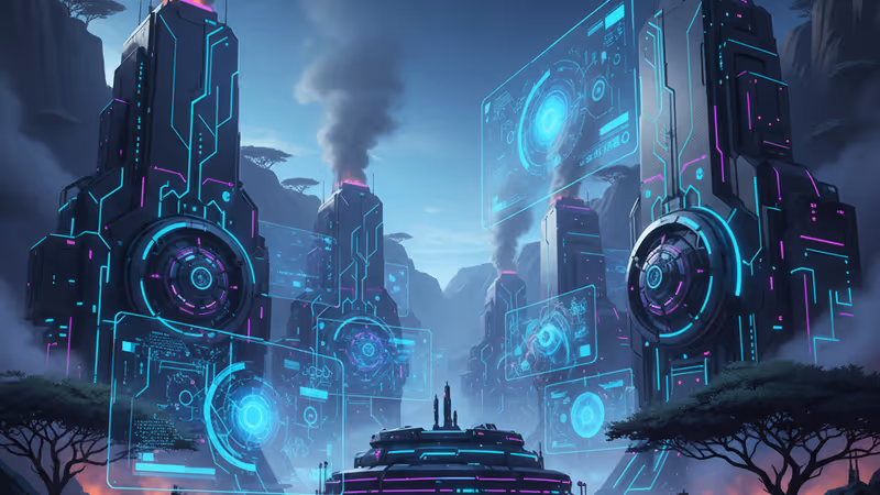 View of industrial DAC machines near geothermal vents in Kenya