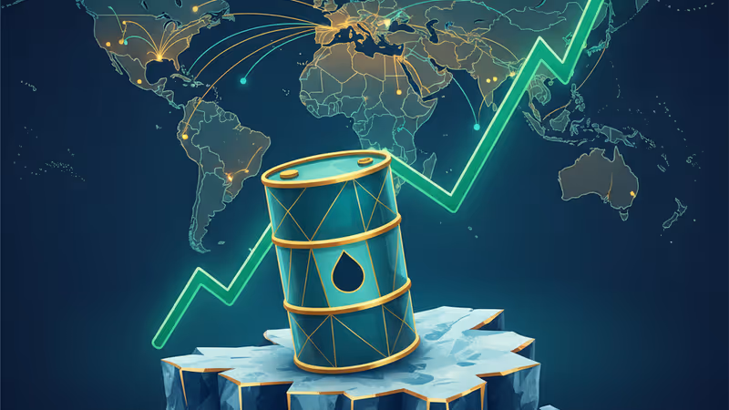 在北極日出背景下的石油鑽井平台