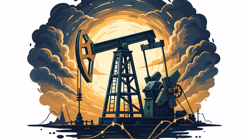 OPEC+ 산유량 동결 결정을 상징하는 유전의 석양 전경