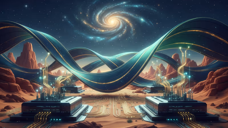 Conceptual image of AI infrastructure in a Middle Eastern setting