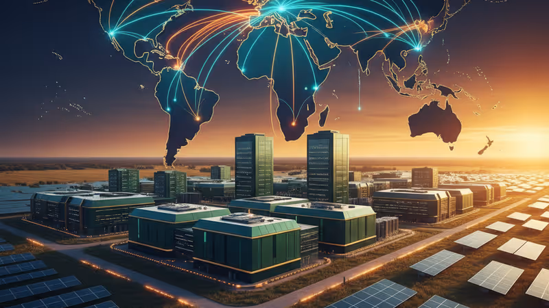 텍사스 들판에 세워진 거대 AI 데이터센터와 태양광 발전 단지 전경