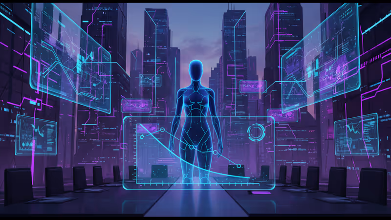 Modern office background with OpenAI logo and enterprise data charts.