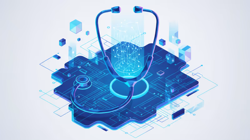 Futuristic medical device with glowing neural network patterns and data visualization