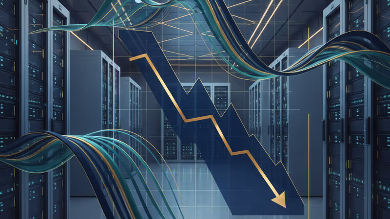 甲骨文數據中心與暴跌的股市行情示意圖