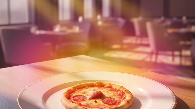 A disappointing slice of pizza served in an expensive setting