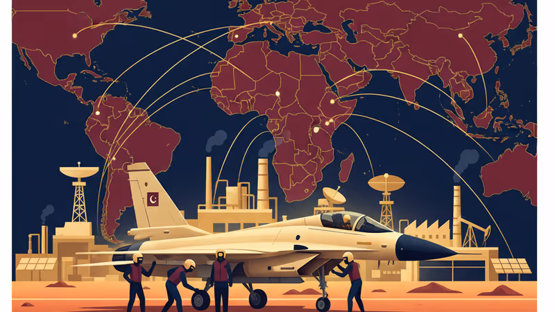 夕暮れの砂漠の基地から離陸するパキスタン空軍のJF-17戦闘機