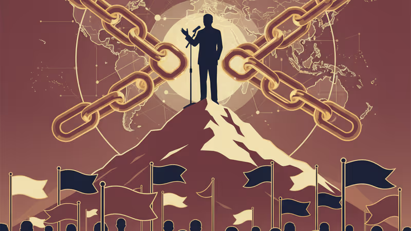 Conceptual image of silenced media and global connectivity