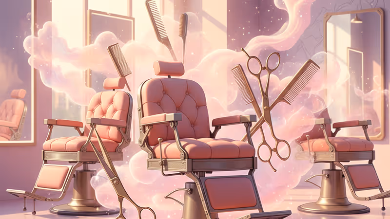 시골 마을의 평화로운 이발소 내부 전경