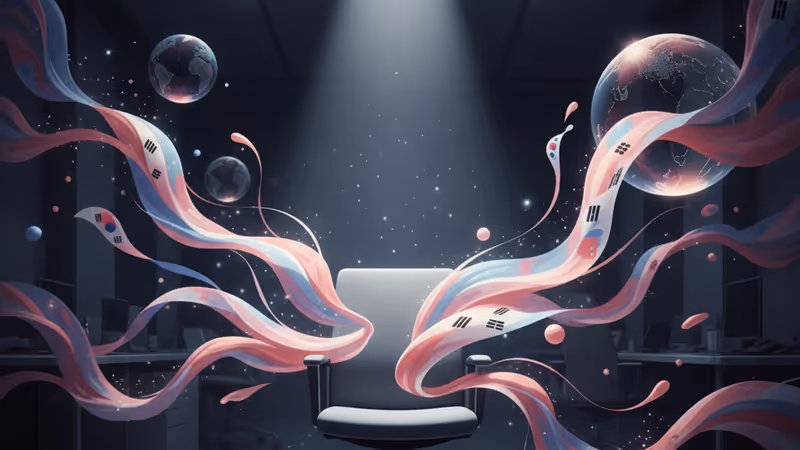 영화 '어쩔수가없다'의 주제를 상징하는 어두운 사무실과 면접 의자