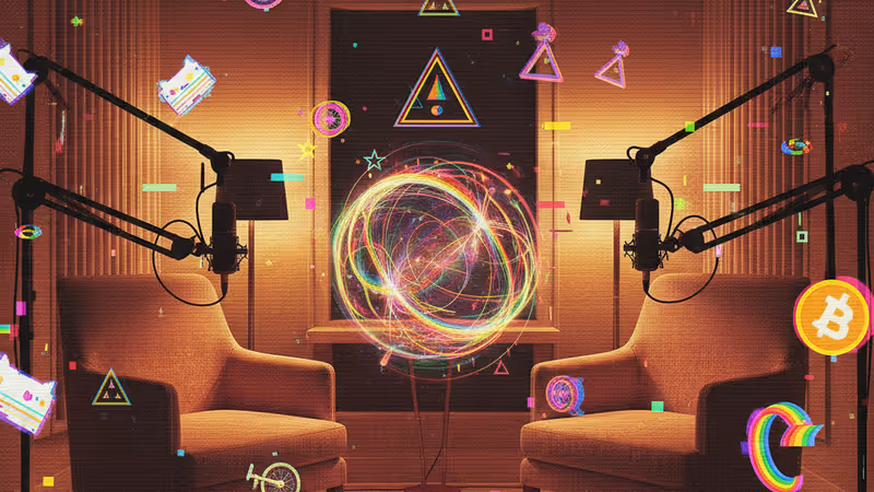 A stylish view of a podcast studio setting for a celebrity interview.