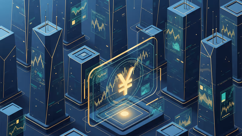 中国人民銀行のロゴと人民元の為替グラフのイメージ