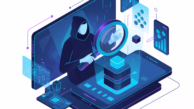 컴퓨터 화면 뒤에서 스마트폰을 감시하는 어두운 실루엣