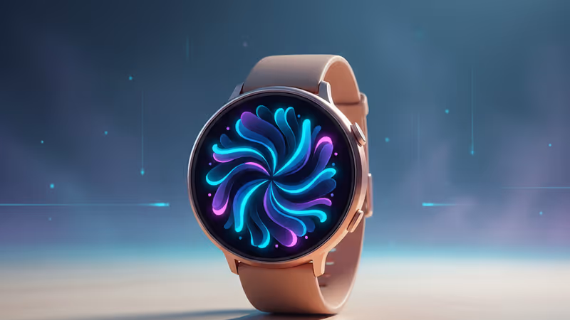 로즈 골드 색상의 페블 라운드 2 스마트워치 근접 사진