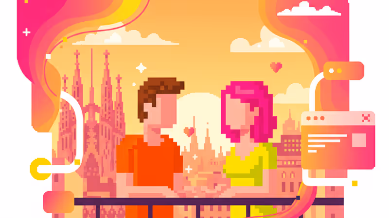 電影主角在巴塞隆納陽光下的浪漫合照