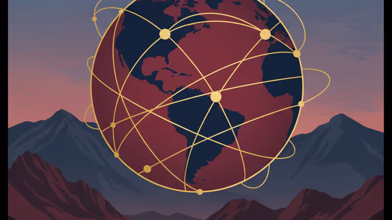 ペルーの険しい山岳地帯にある鉱山キャンプの遠景