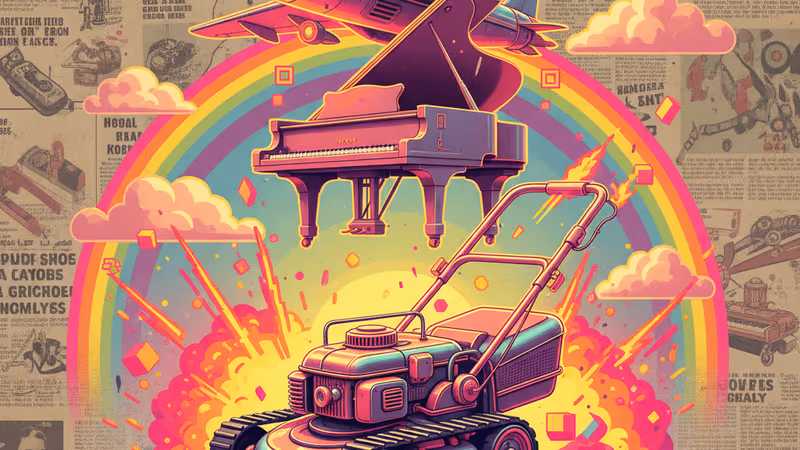 1950年代のレトロな未来型芝刈り機のイラスト