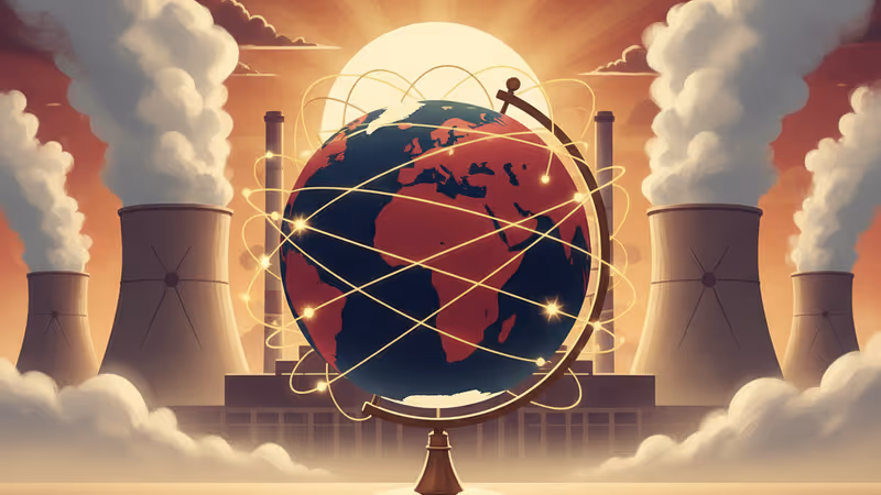 札波羅熱核電廠全景與象徵外交博弈的棋盤元素疊加