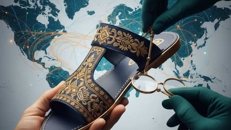 프라다와 협업한 인도 전통 샌들을 검수하는 장인의 모습