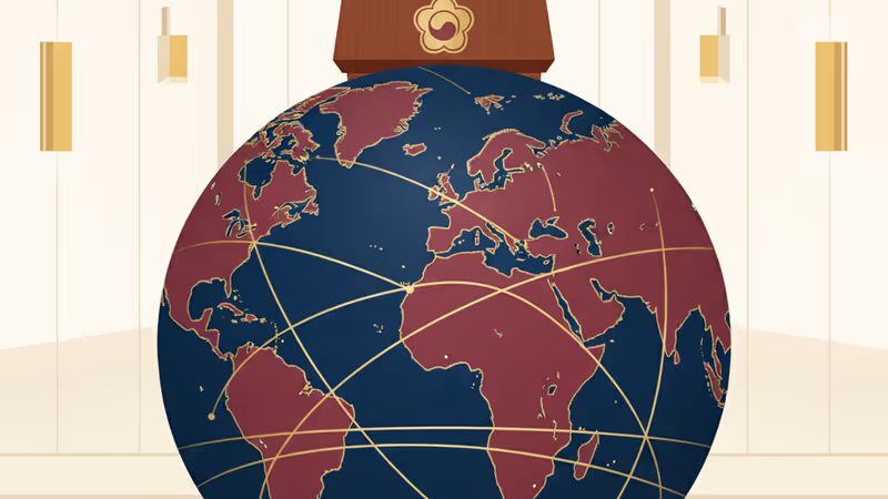 이재명 대통령의 국정 운영을 상징하는 청와대 브리핑룸 전경