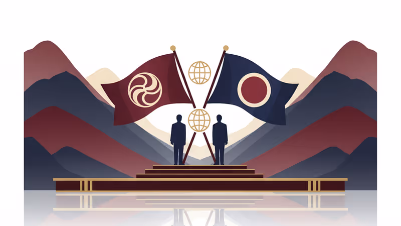 李在明總統與麻生太郎在首爾總統府會面握手