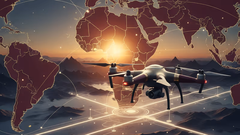 韓国と北朝鮮の境界線付近を飛行する無人機のイメージ