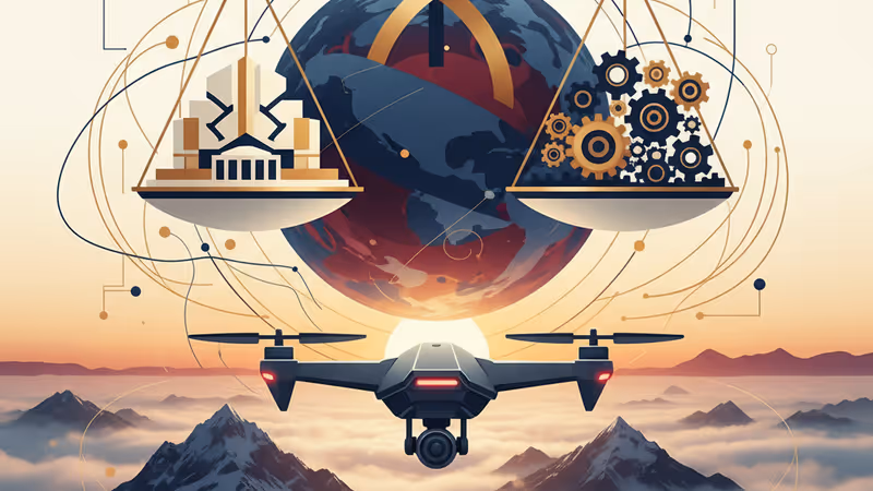 南韓與北韓邊境鐵絲網上空飛行無人機的示意圖