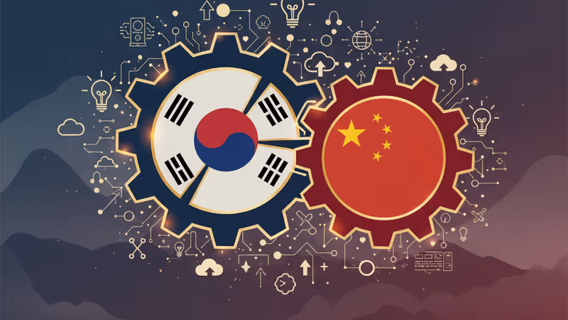 상하이 한중 벤처 스타트업 서밋에서 연설하는 이재명 대통령