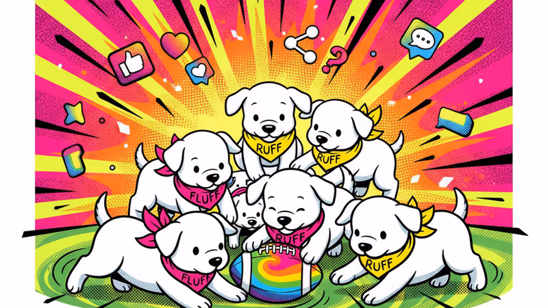 미니어처 축구 경기장에서 유니폼을 입고 노는 강아지들