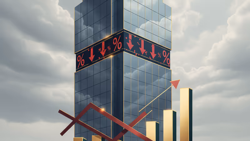 하락하는 매출 그래프를 바라보는 경영진의 뒷모습