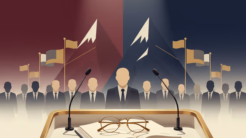 람 이매뉴얼의 정치적 경로를 상징하는 갈림길 이미지