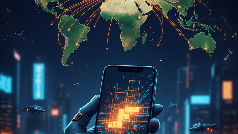 最新のAIスマートフォンと北京の夜景のイメージ