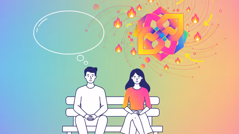 Illustration depicting a man and woman communicating their different inner thoughts.