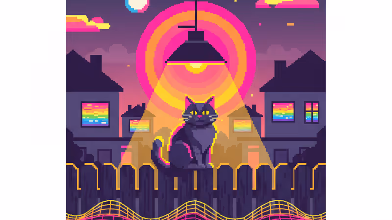 庭のフェンス越しに隣人を見つめる猫の様子