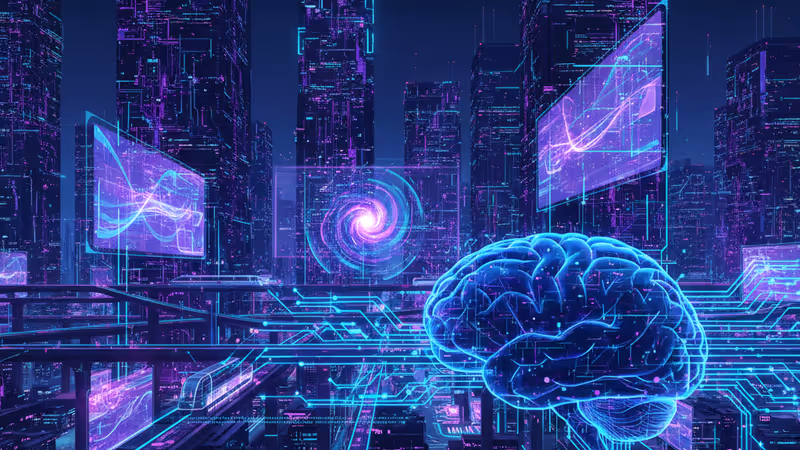 Abstract digital brain with glowing circuit nodes