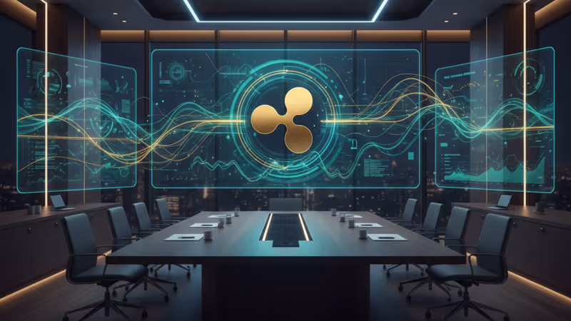 리플 본사 전경과 디지털 자산 네트워크 그래픽