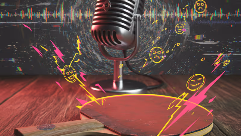 영화 마티 슈프림의 분위기를 담은 탁구 라켓과 방송용 마이크