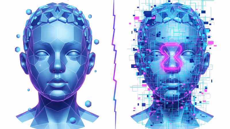 로블록스 아바타와 AI 안면 인식 스캔 과정이 겹쳐진 이미지