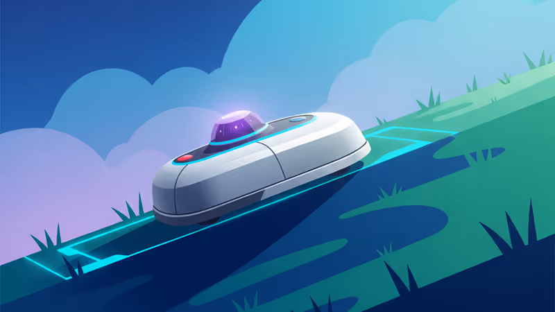 最新のロボット芝刈機が庭の芝生を走行する様子