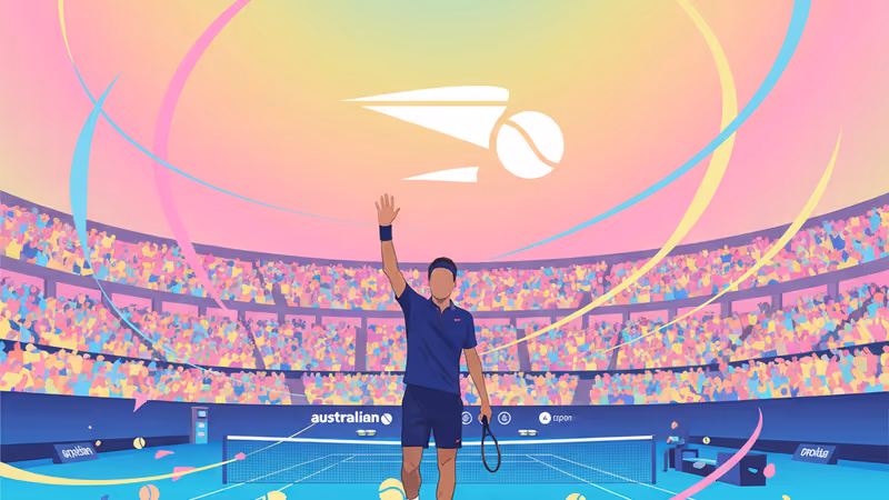 Roger Federer waving to fans at the Australian Open