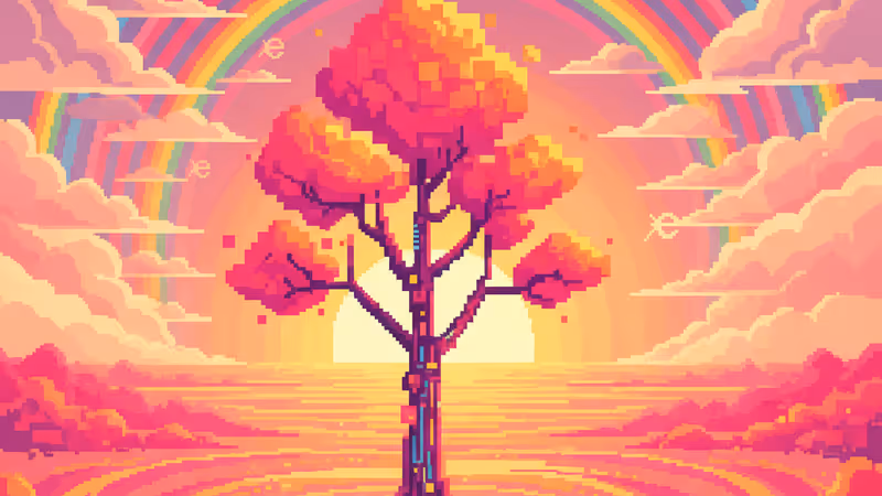 2000年の洪水でロジータさんが生まれた木を象徴する、水面に浮かぶ樹木のイメージ